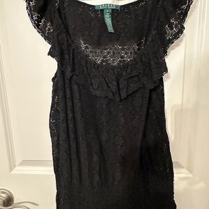 VINTAGE Lauren Ralph Lauren Black Lace Top